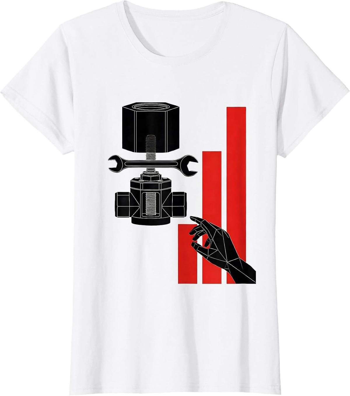 Exploded Valve Plumbing Trade Humor Gift for Plumbers T-Shirt - White