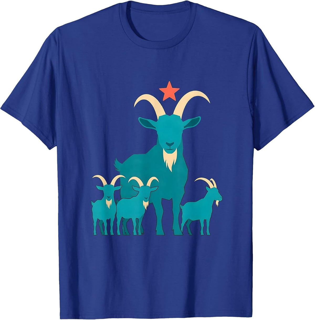 Four Goats Silhouette Flat Vector Animal Humor T-Shirt - Royal Blue