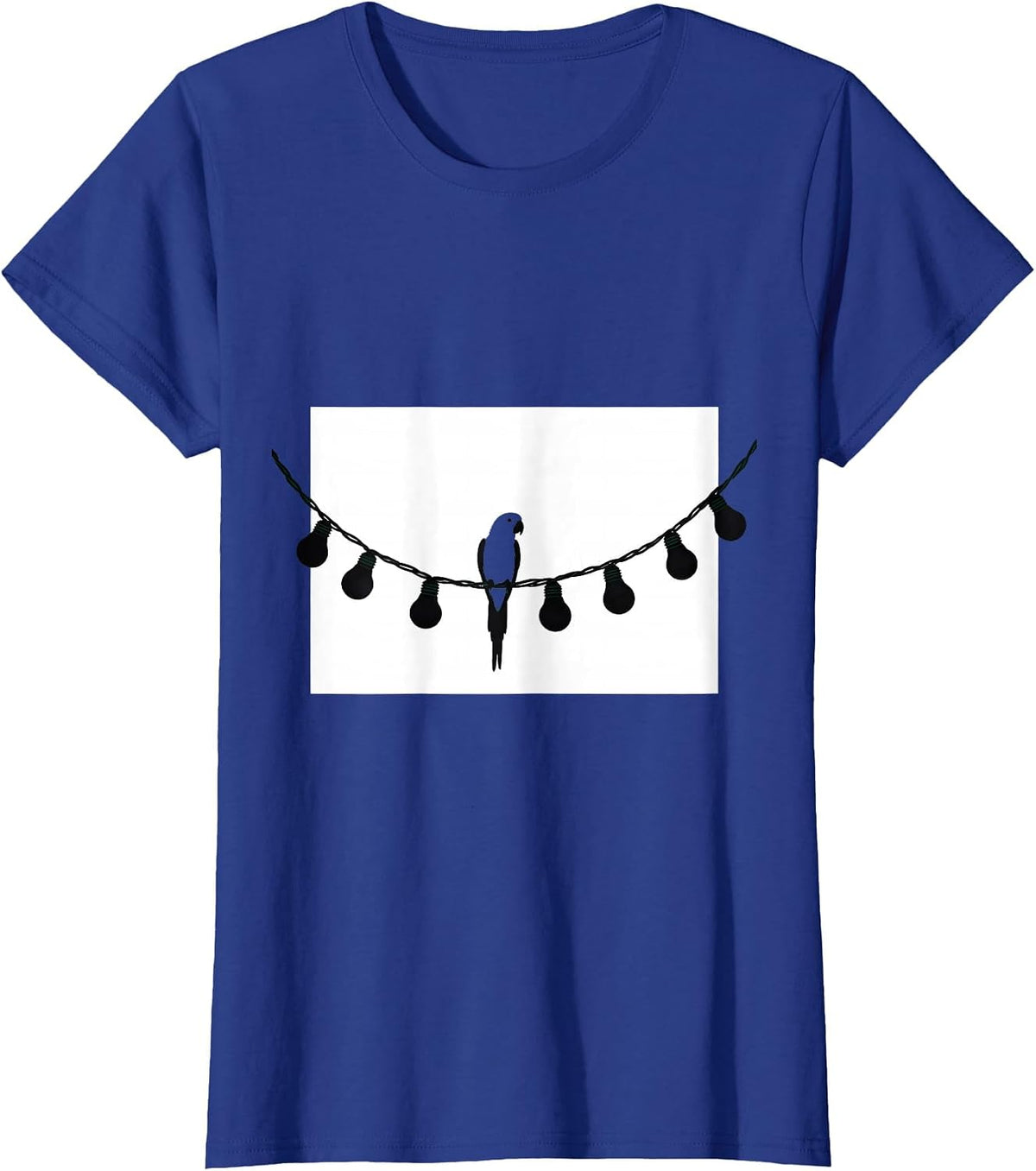 Women's Christmas Lights Parakeet Minimalist Family Humor T-Shirt - Royal Blue
