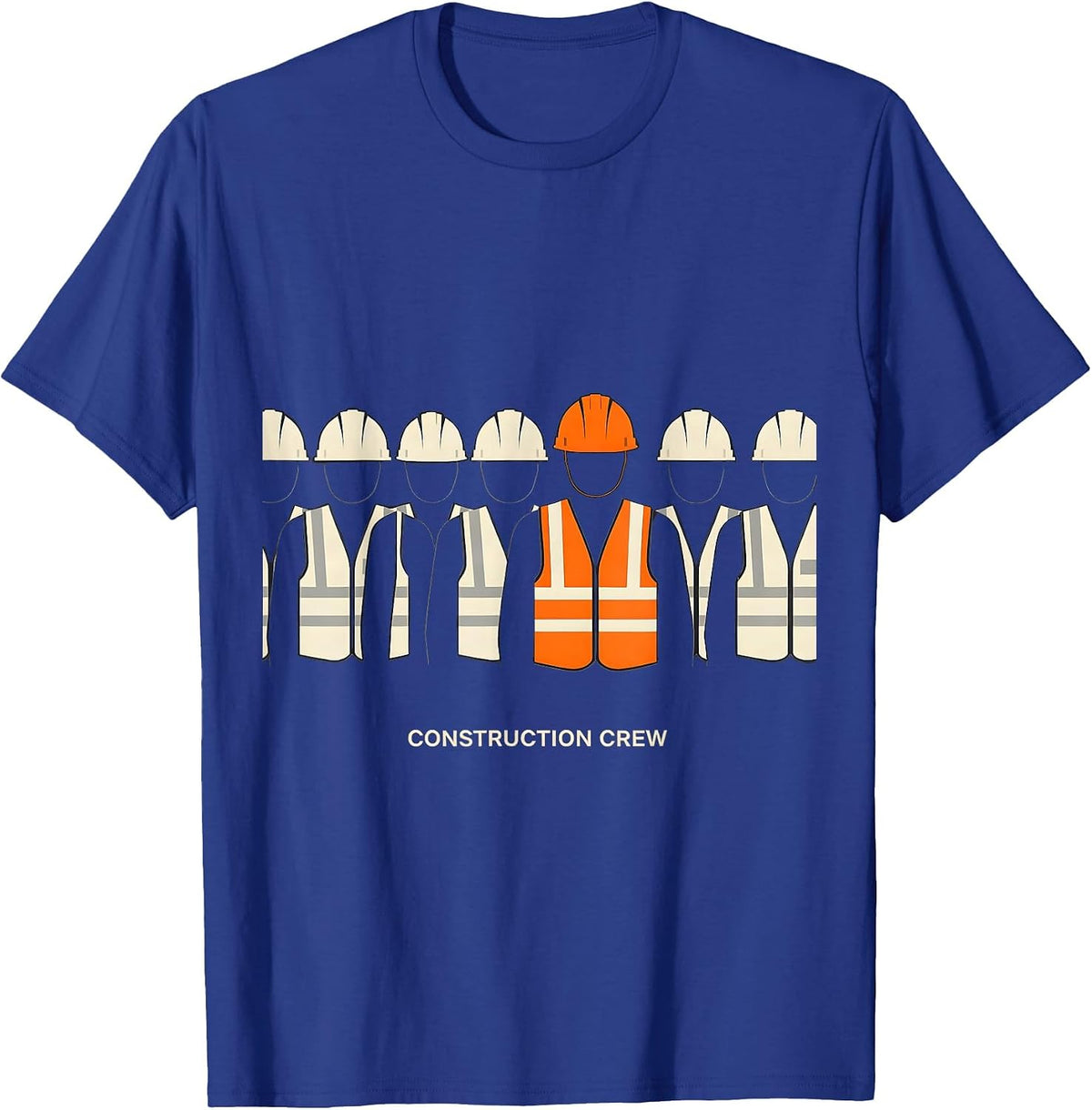 Men's Construction Crew Geometric Hard Hat Vest Worker Trade Humor T-Shirt - Royal Blue