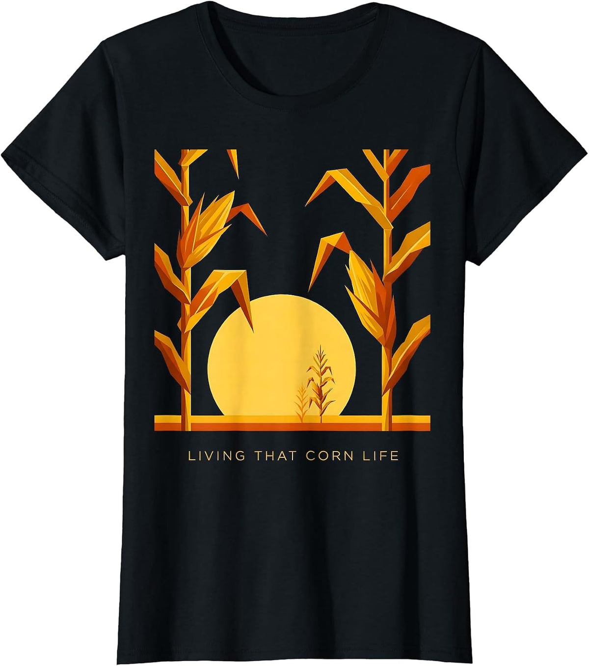 Women's Living That Corn Life Funny Farming Design T-Shirt - Black