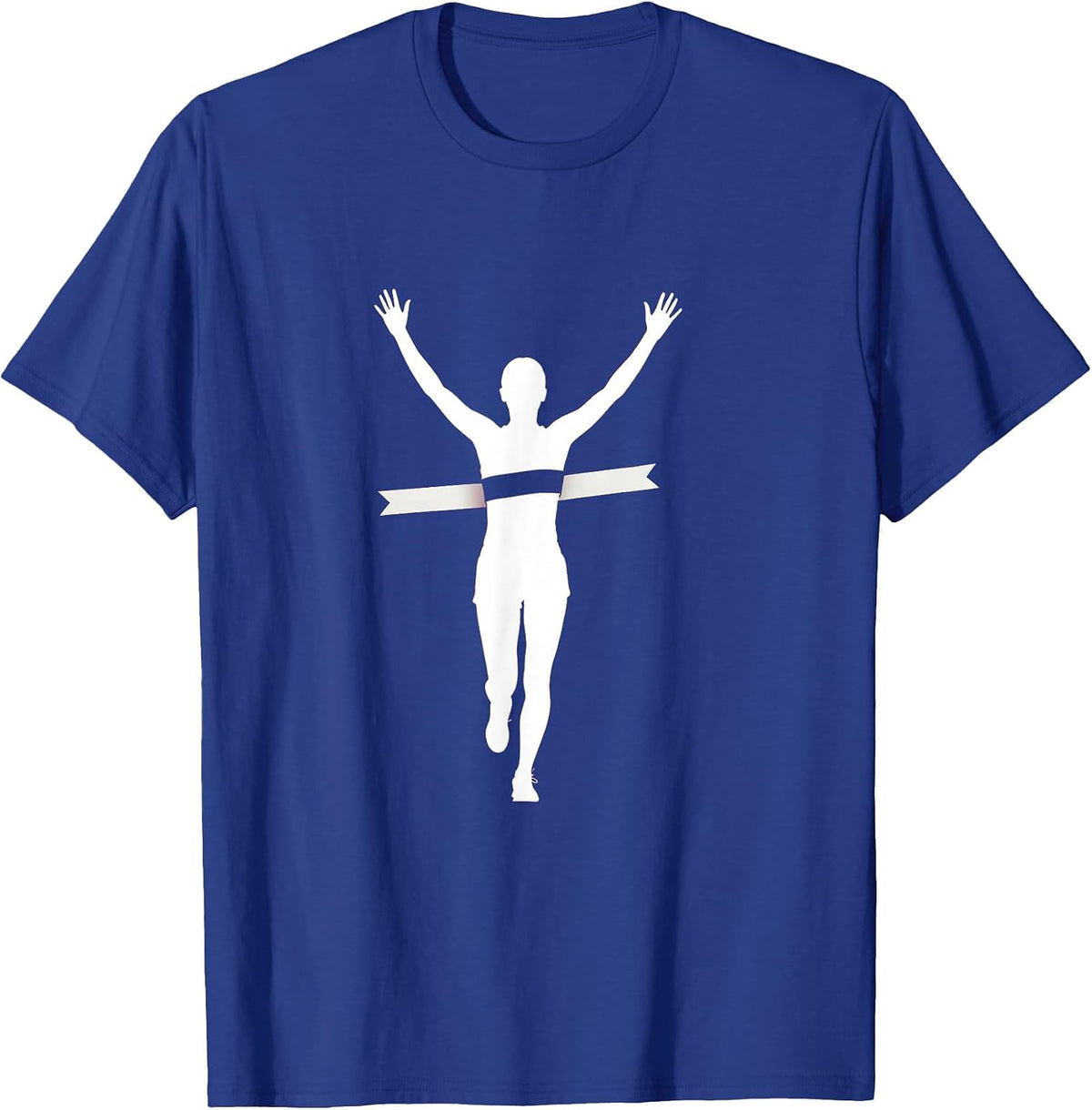 Men's Runner Crossing the Finish Line Graphic Tee T-Shirt - Royal Blue