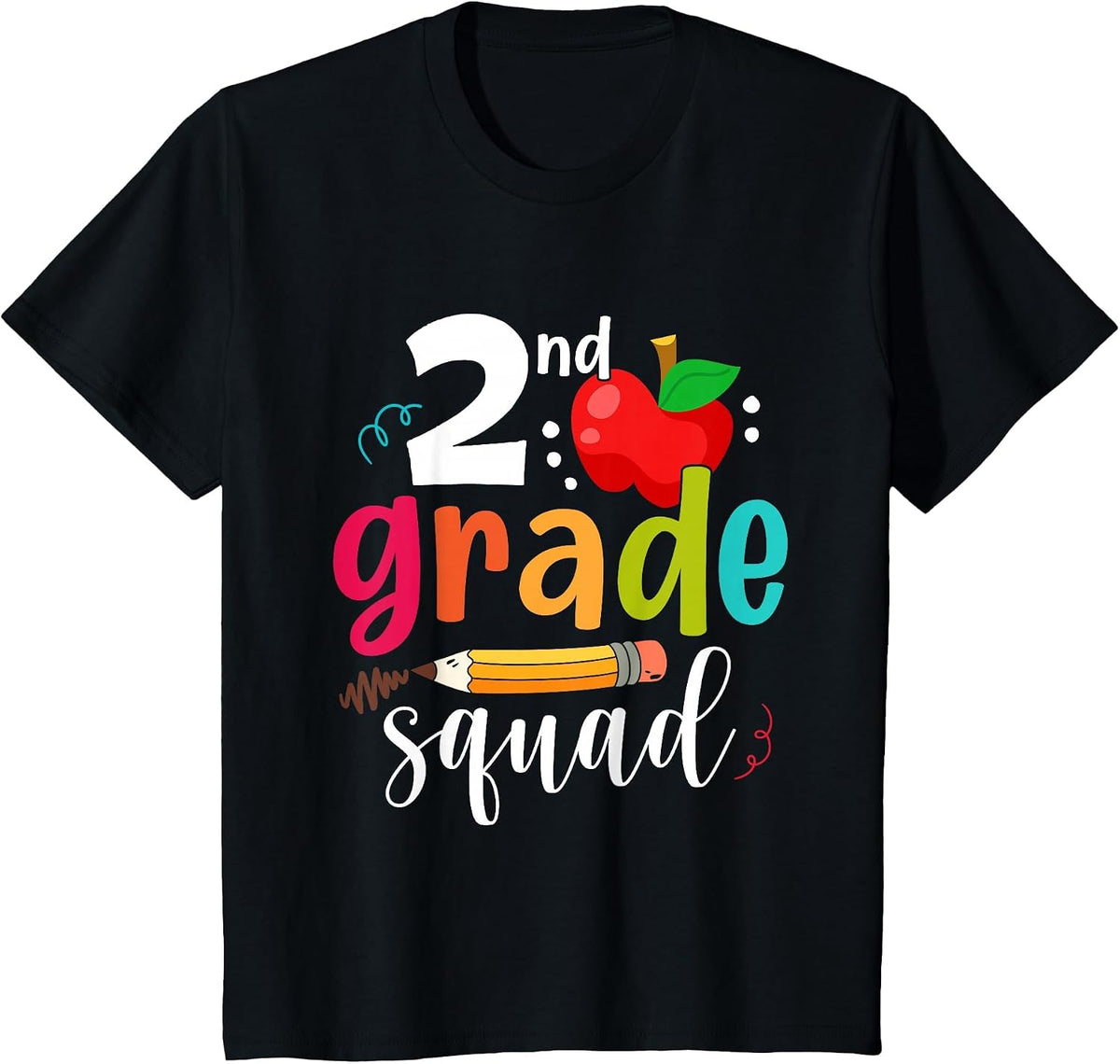 Second Grade Squad Funny Back to School 2nd Graders Teachers T-Shirt - Black