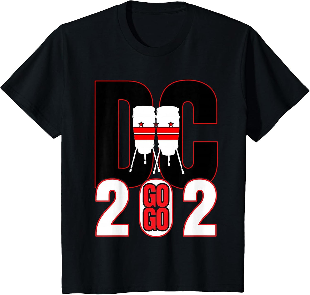 Washington DC Nations Capitol Conga Drums Go Go Music 202 T-Shirt - Black