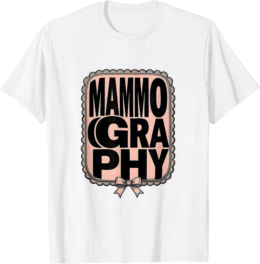 Men's MAMMOGRAPHY Cute Radiology Tech Coquette Bow Healthcare T-Shirt - White