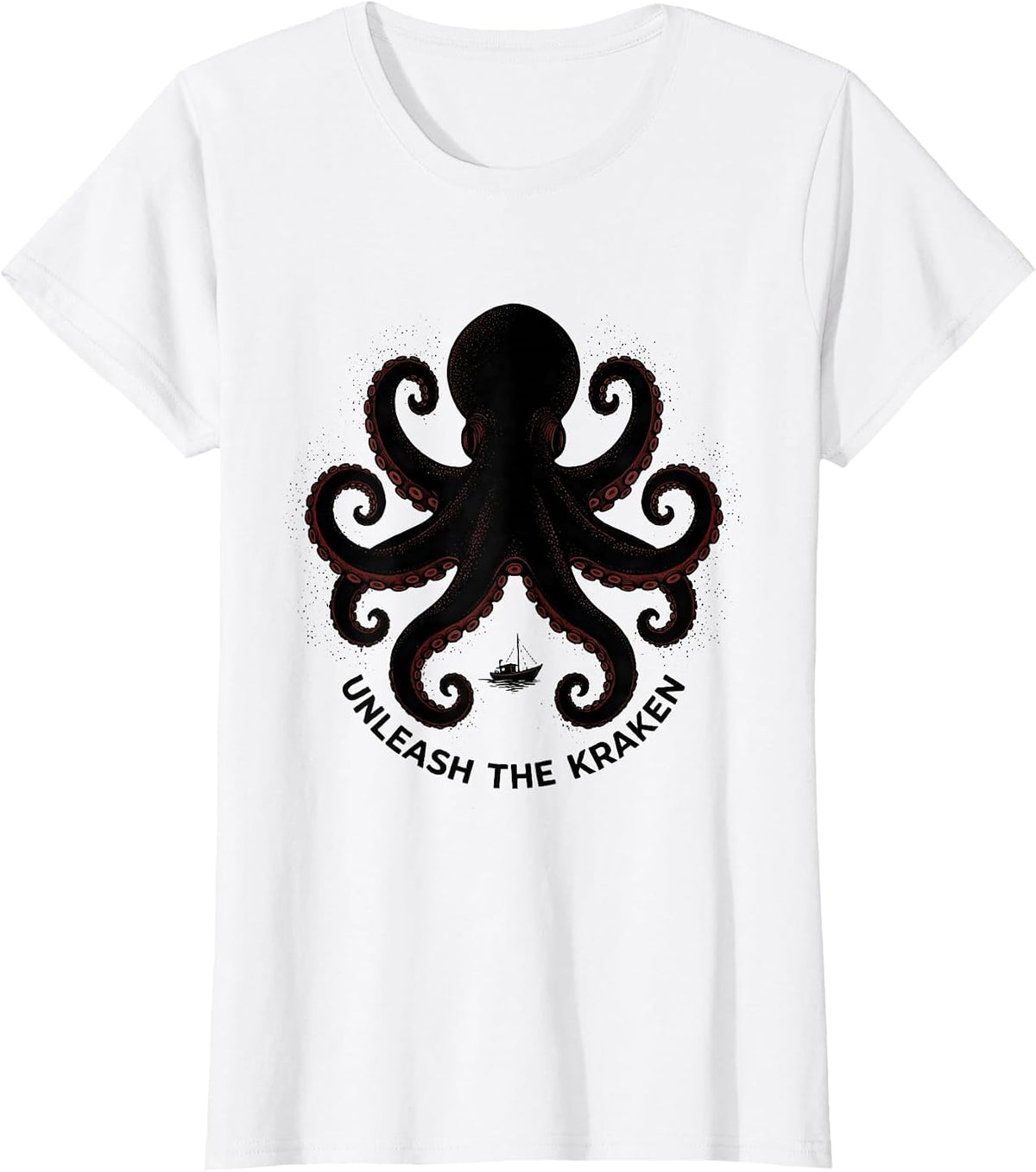 Women's Unleash The Kraken Blackwork Dotwork Octopus Lover Vintage T-Shirt - White