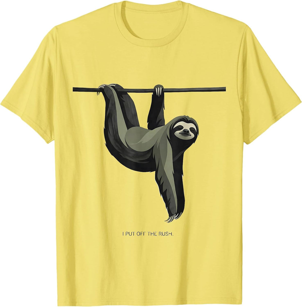 Men's I Put Off The Rush Funny Sloth Humor Gift for Lazy Lovers T-Shirt - Lemon Yellow