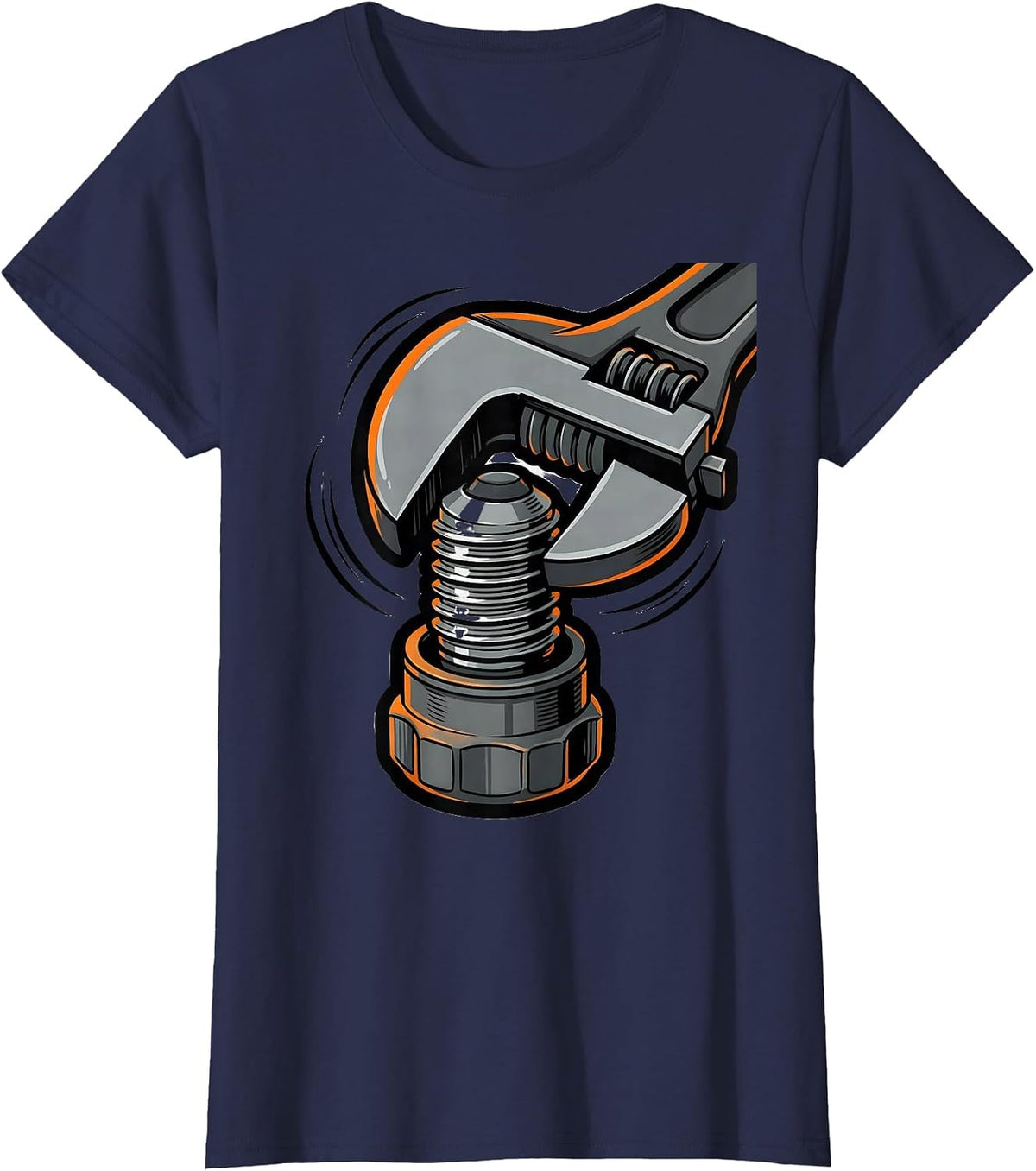 Women's Oversized Pipe Wrench Funny Plumber Gift T-Shirt - Navy Blue