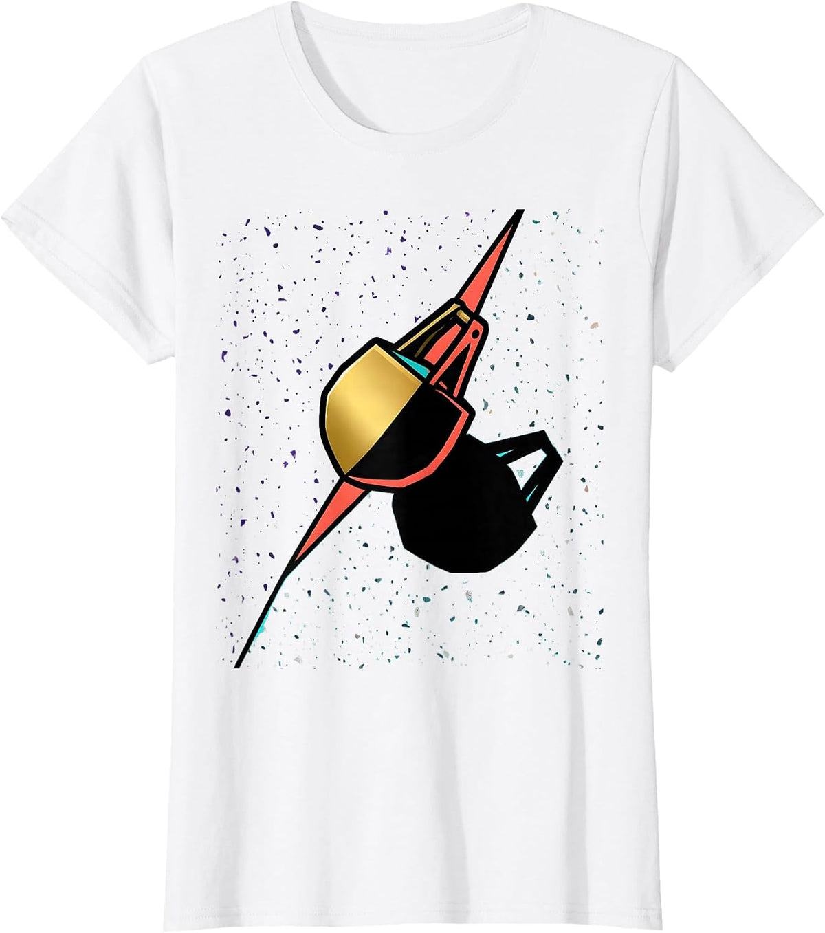 Women's Geometric Carnival Doubloon Memphis Postmodern Mardi Gras T-Shirt - White