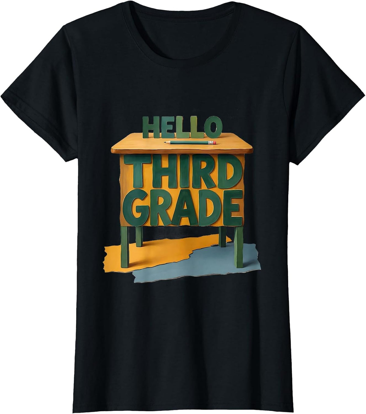 Women's Hello Third Grade Storybook Back To School Teacher Student T-Shirt - Black