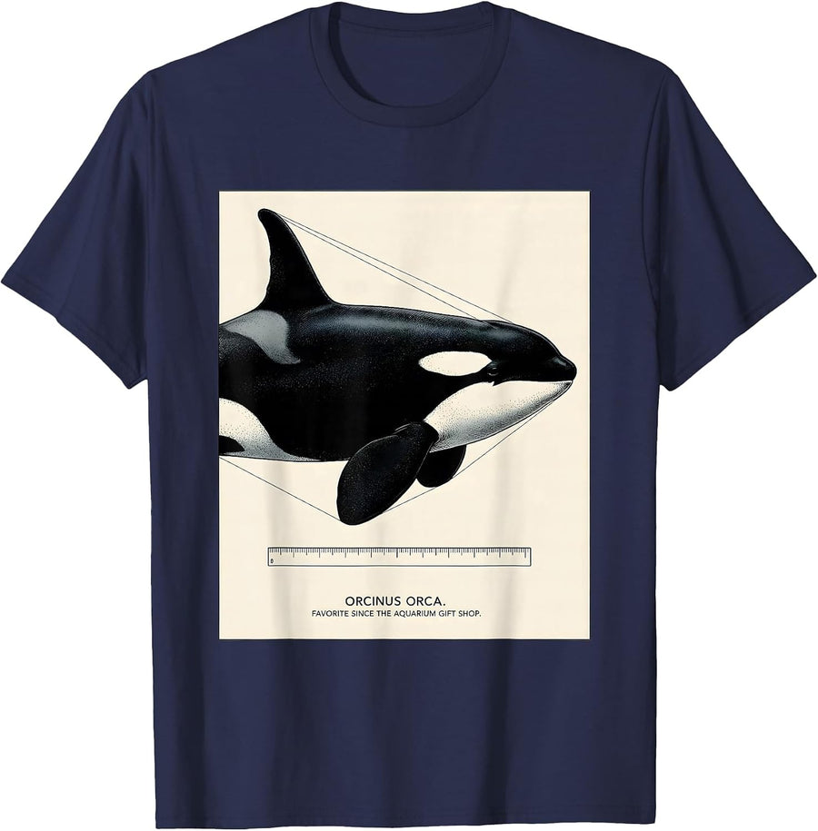 Orcinus Orca Favorite Since The Aquarium Gift Shop Botanical T-Shirt - Navy Blue