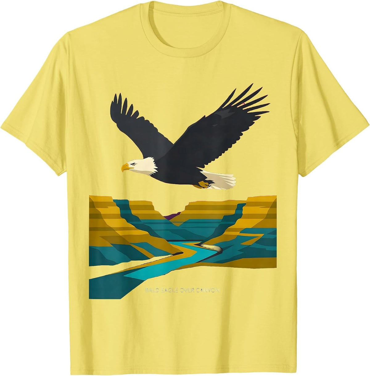 Men's Bald Eagle Over Canyon Midcentury Modern Wildlife Eagle T-Shirt - Lemon Yellow