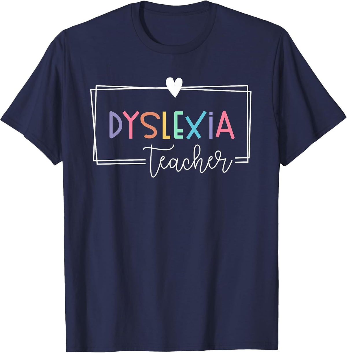 Dyslexia Awareness Therapist Reading Specialist Teacher T-Shirt - Navy Blue