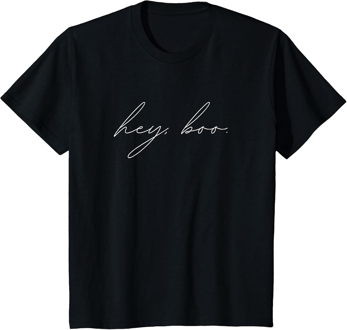Hey Boo Halloween, Trendy Casual Loose Blouse T-Shirt - Black