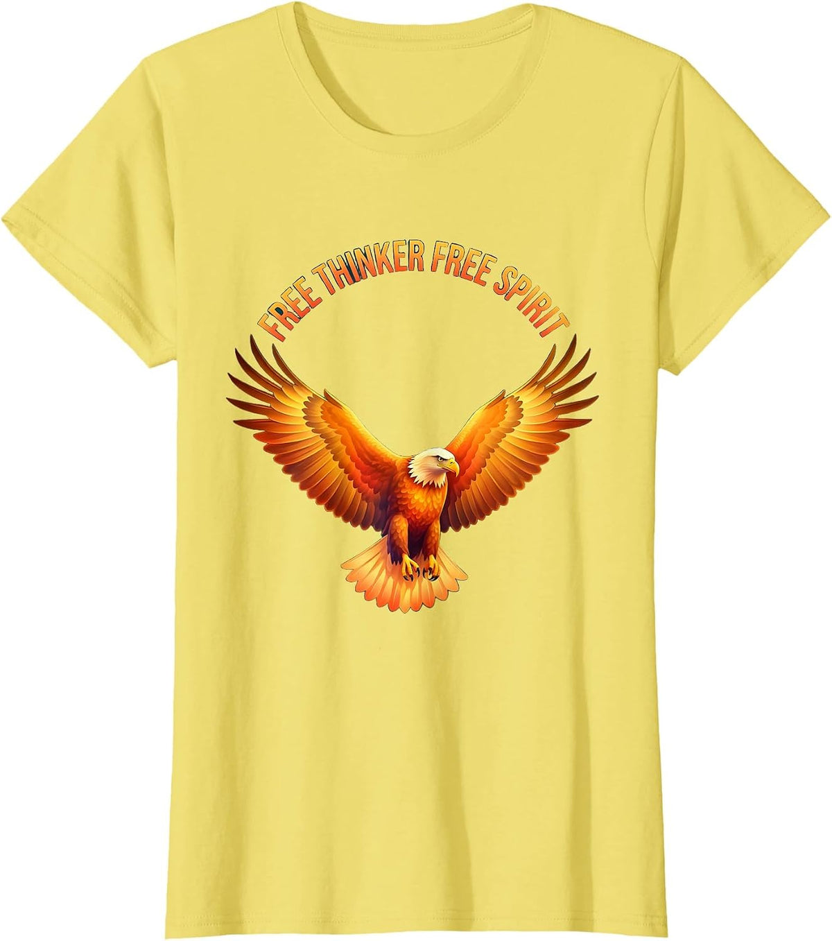 Free Thinker Free Spirit Bold Statement Design T-Shirt - Lemon Yellow