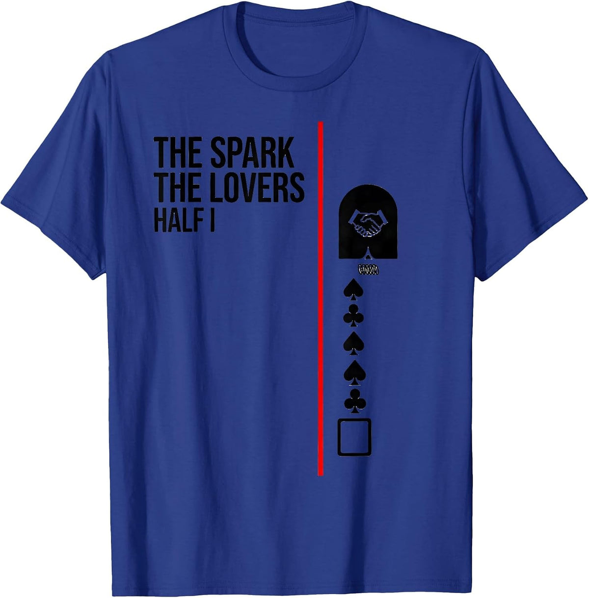 Men's THE SPARK THE LOVERS Half I Retro Horror Romance Valentine T-Shirt - Royal Blue