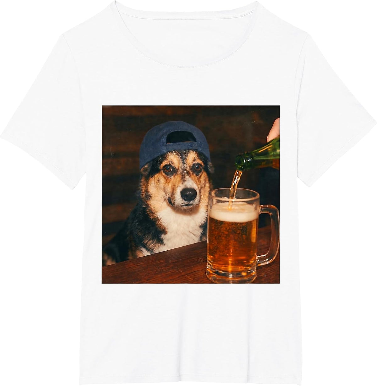 Corgi Drinking Beer Shirt Funny Fathers Day Dog Meme T-Shirt - White