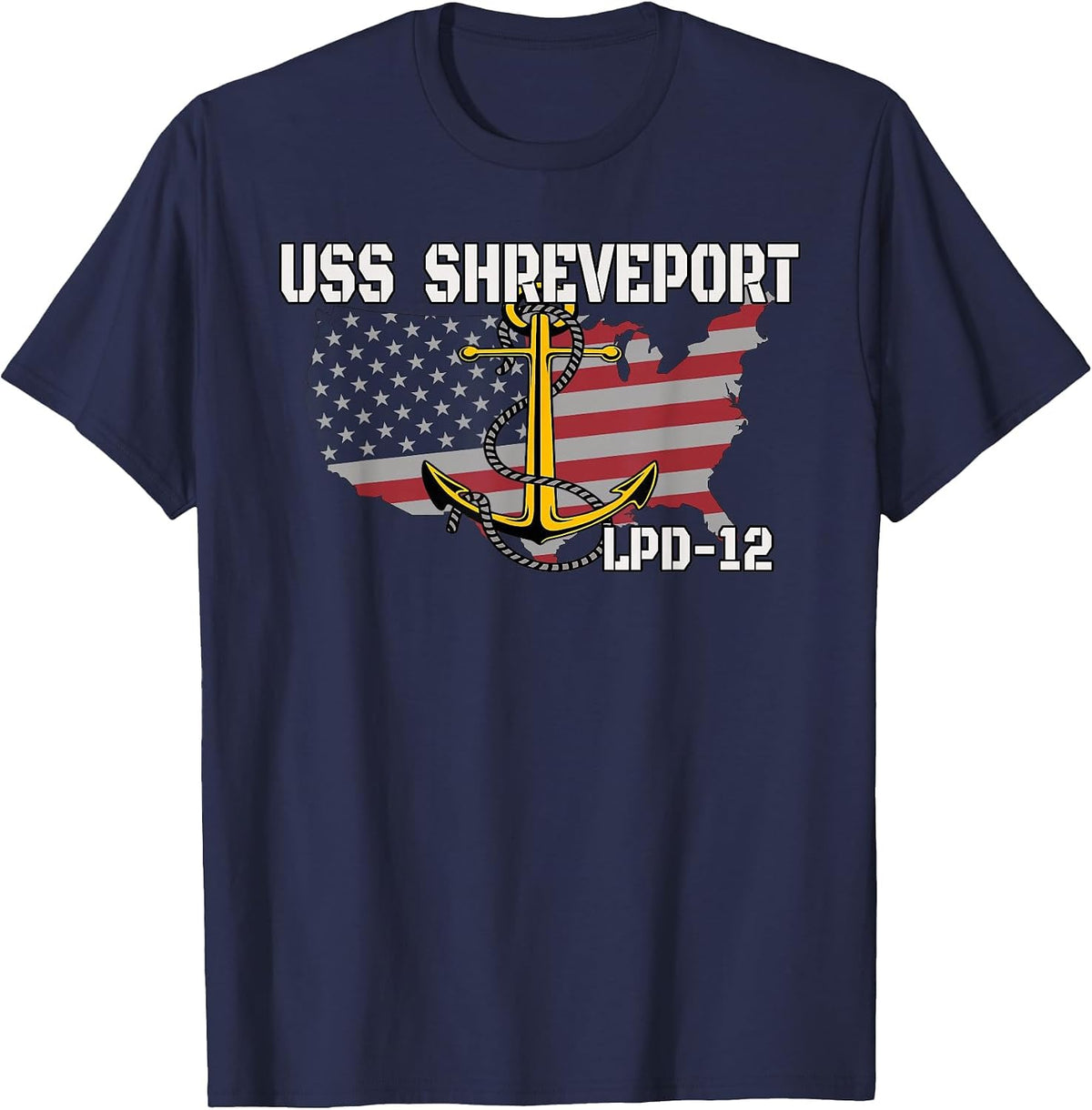 USS Shreveport LPD-12 Landing Platform Dock Veterans Father T-Shirt - Navy Blue