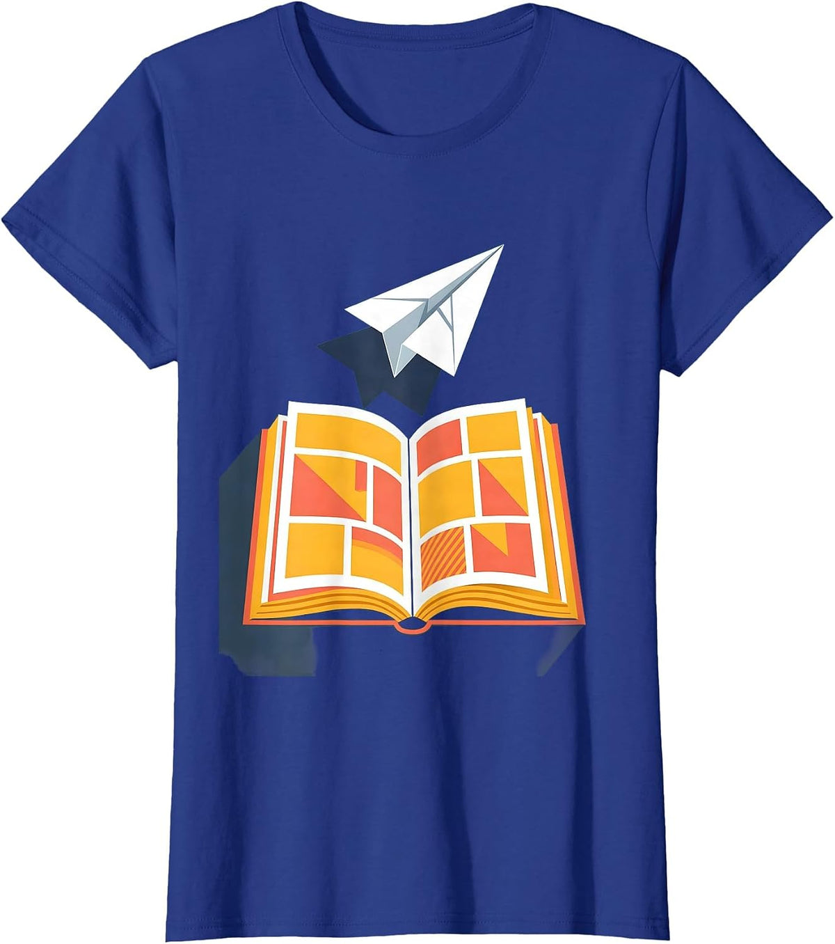 Women's Third Grade Teacher Paper Airplane Bookworm Gift T-Shirt - Royal Blue