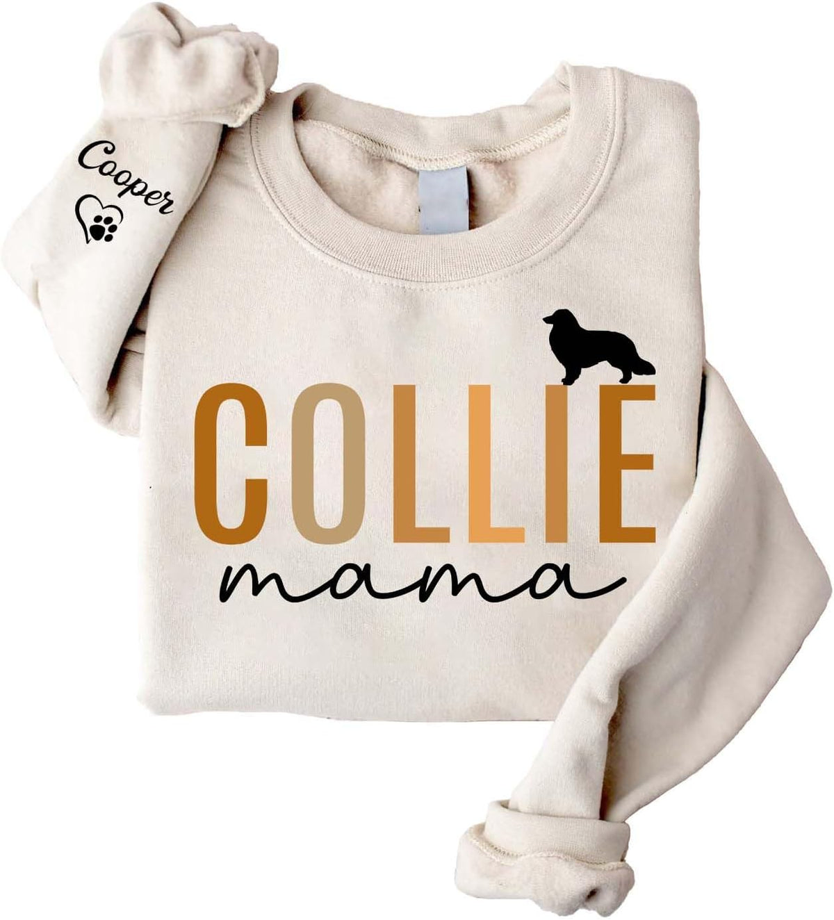 LOVELYPOD Custom Dog Mama Sweatshirt with Dogs Name on Sleeve, Fur Mom Sweater, Dogs Lover for Women - 14 Border Collie