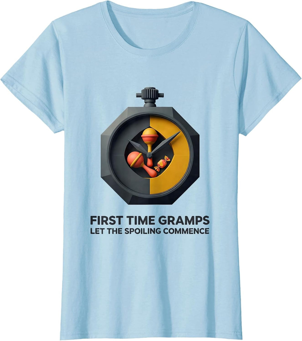 First Time Gramps Let The Spoiling Commence Grandpa T-Shirt - Baby Blue