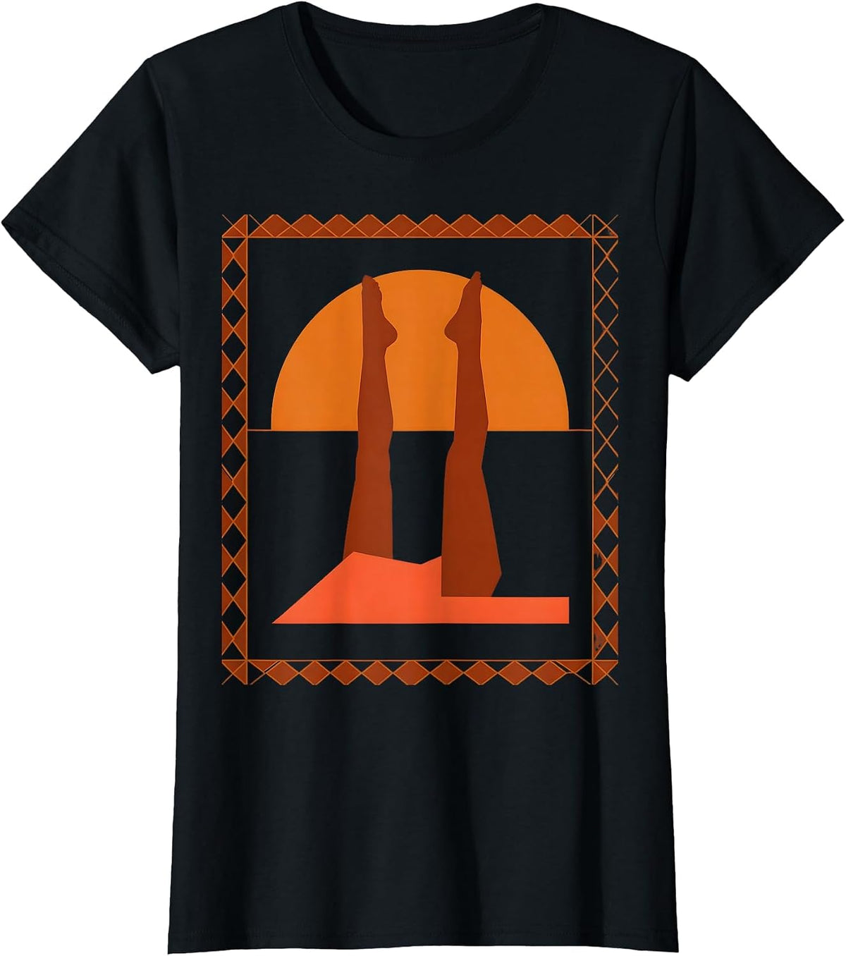 Pilates Shoulder Bridge Sunset Graphic T-Shirt - Black