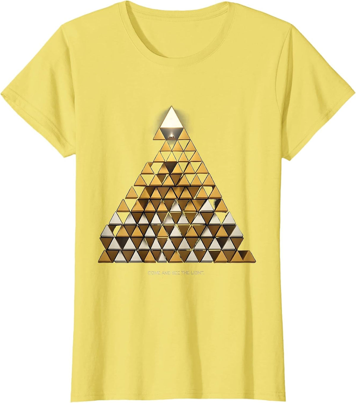 Come And See The Light Geometric Christian Christmas T-Shirt - Lemon Yellow