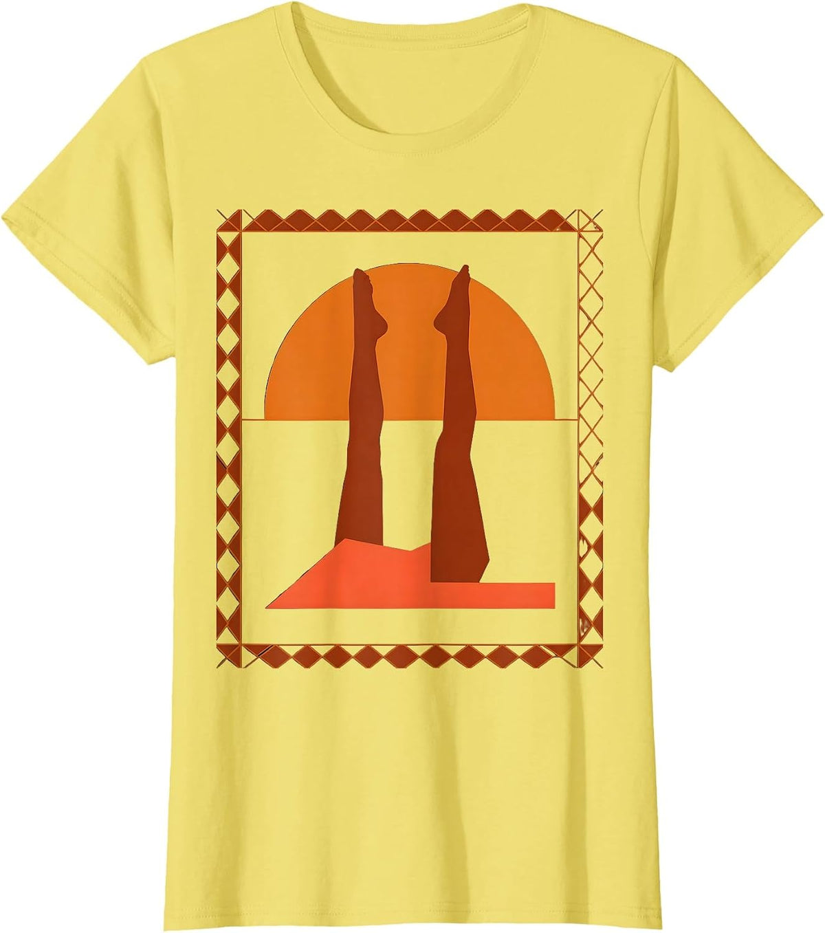 Pilates Shoulder Bridge Sunset Graphic T-Shirt - Lemon Yellow