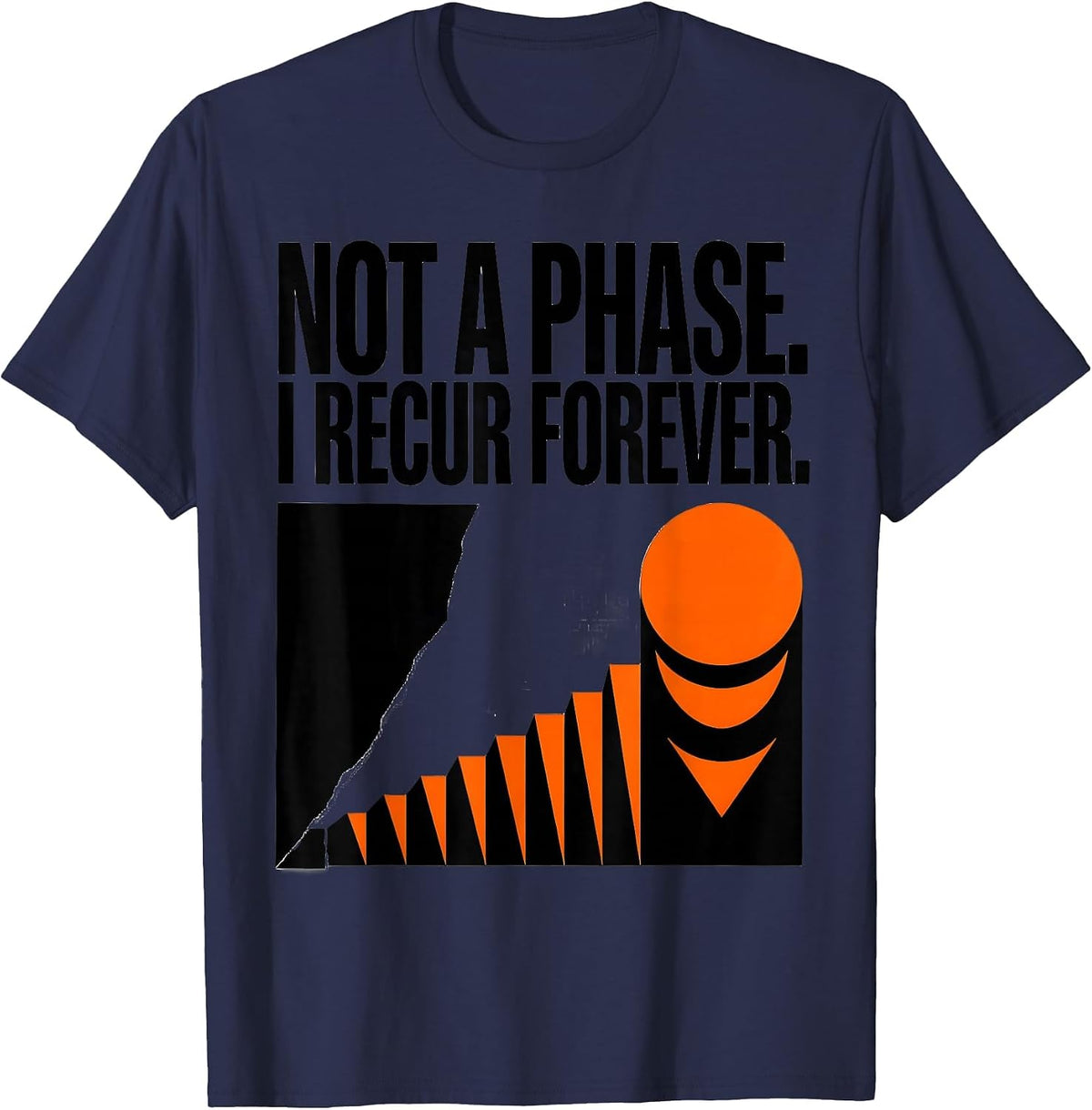 Men's Not A Phase I Recur Forever Brutalist Moon Phase Astronomy T-Shirt - Navy Blue