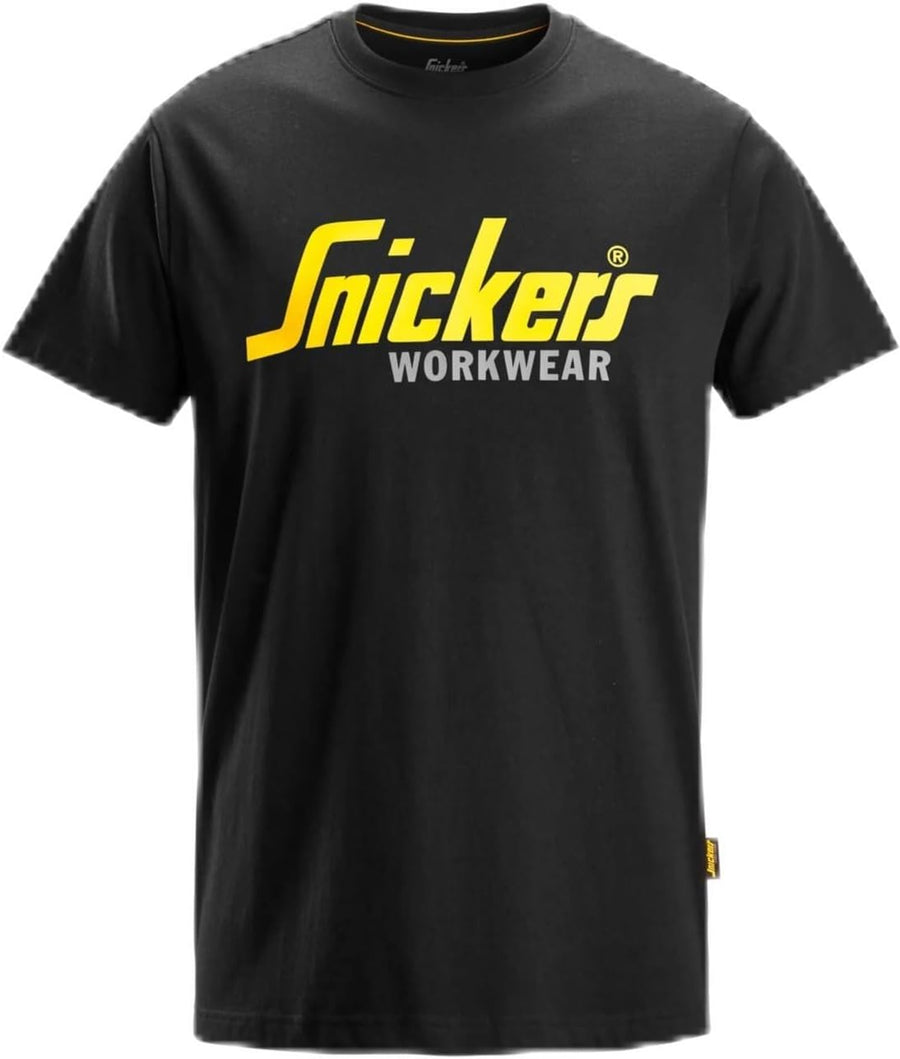 Snickers Workwear U2586 Men's Classic Logo T-Shirt, Short Sleeve Crew Neck, Durable Everyday Fit, Casual Wear Top - Black