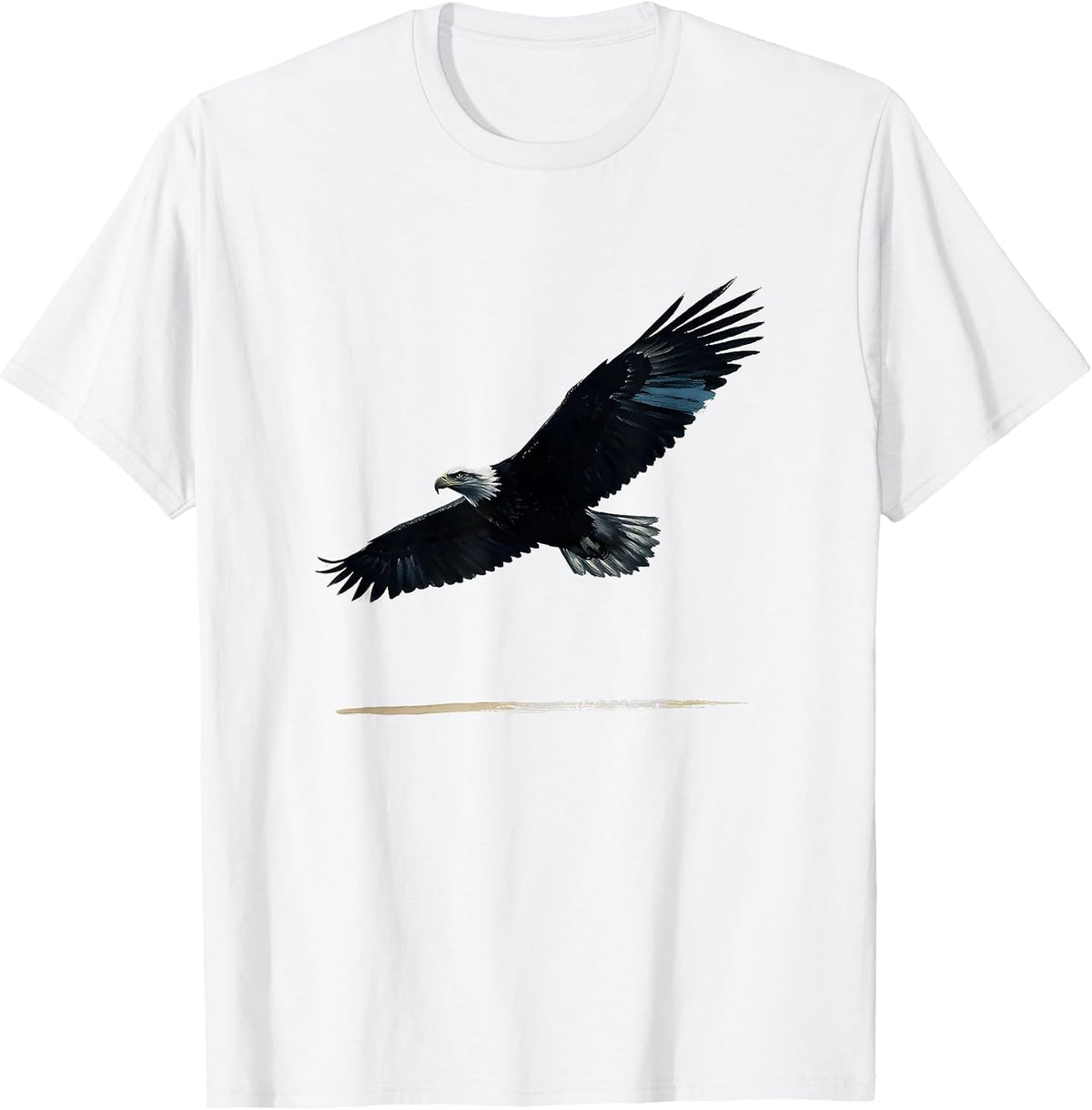 Men's Bald Eagle Silhouette Ink Brush Nature Lover T-Shirt - White