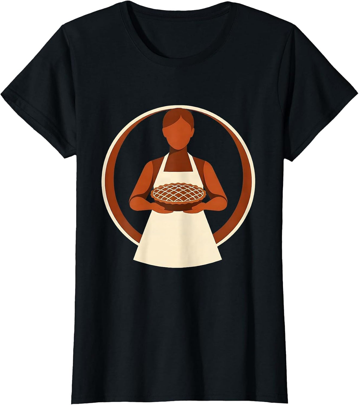 Women's Mrs. Baker Pie Illustration Graphic Tee T-Shirt - Black