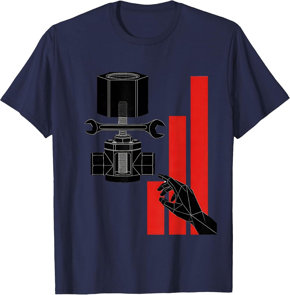 Exploded Valve Plumbing Trade Humor Gift for Plumbers T-Shirt - Navy Blue