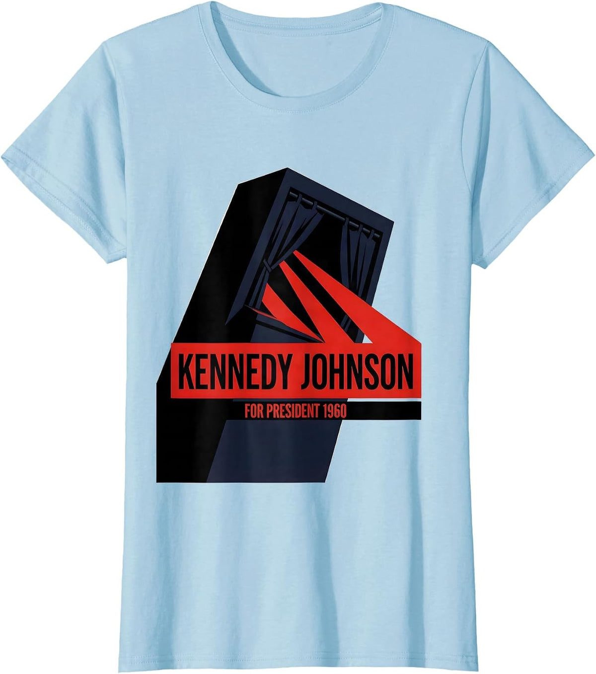 Women's Kennedy Johnson For President 1960 Retro Campaign Nostalgic T-Shirt - Baby Blue