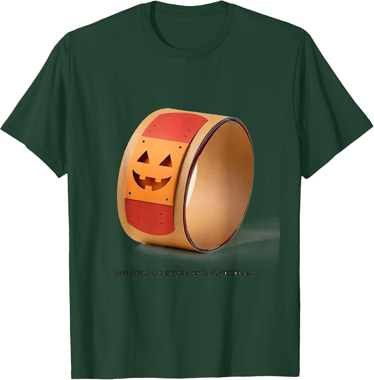Men's Our Trick-Or-Treat Candy Is Bandages Funny Halloween Nurse T-Shirt - Dark Green