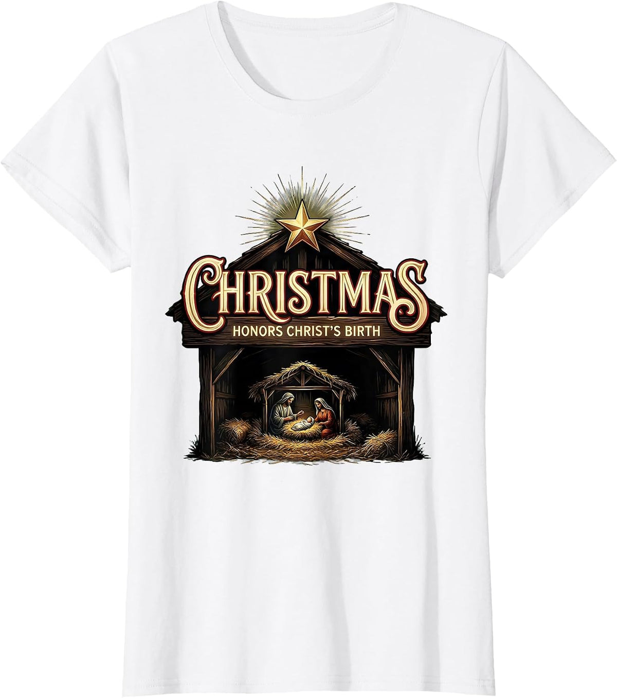 Women's Christmas Honors Christ's Birth Religious Christian Faith T-Shirt - White