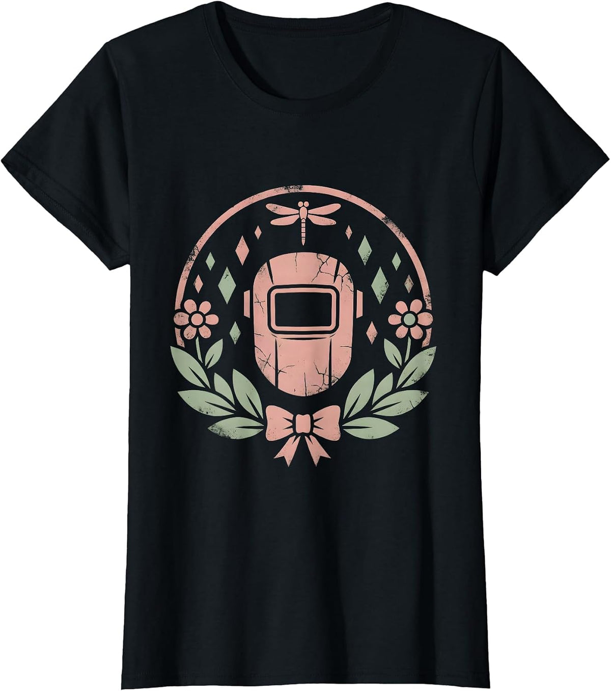 Women's Welder Sparks Flying Illustration Graphic Design T-Shirt - Black