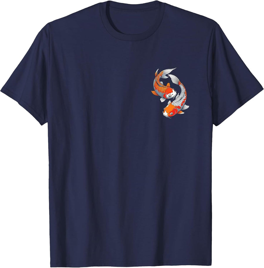 Japanese Koi Fish Yin Yang T-Shirt - Navy Blue