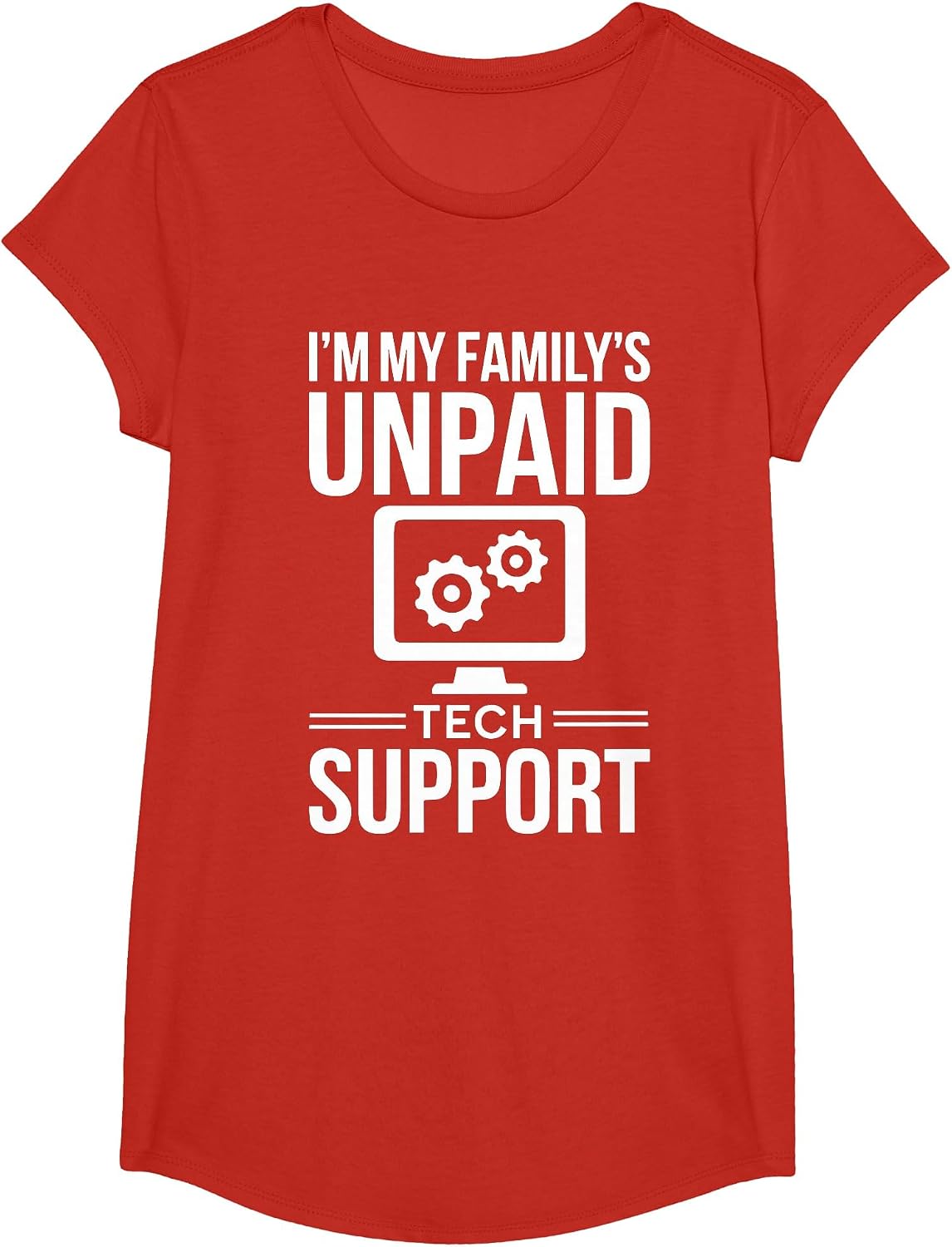 I Am My Family's Unpaid Technical Support Shirt Computer Engineer T-Shirt - Girls Red