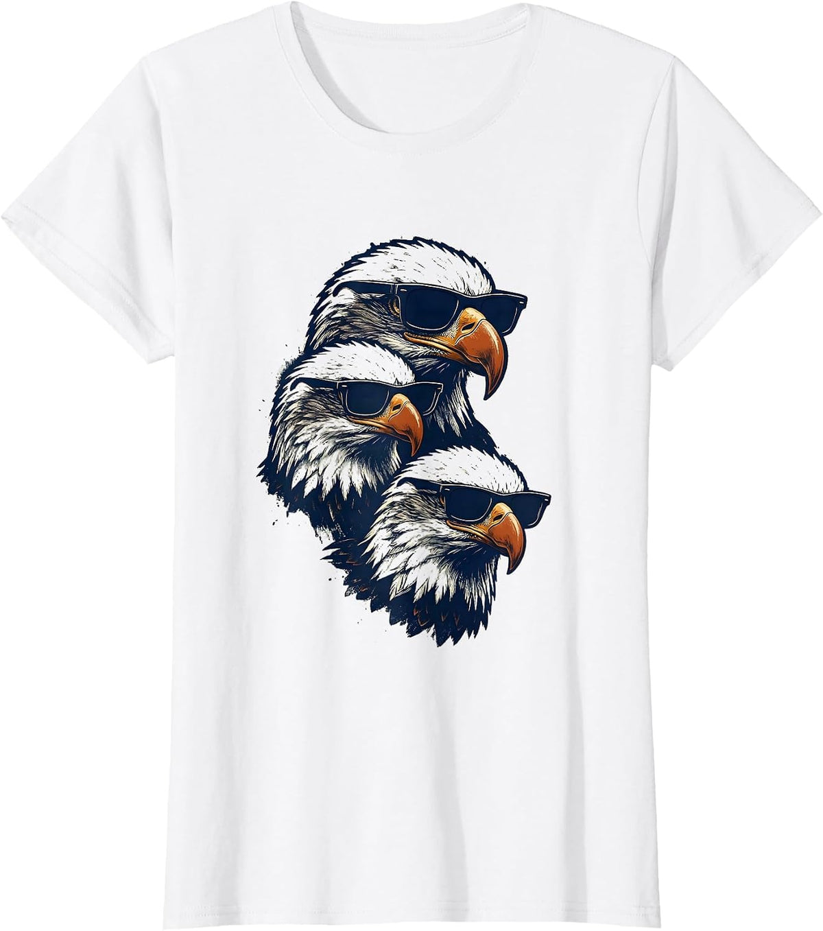 Bald Eagle Sunglasses Rubber Stamp Novelty Humor T-Shirt - White