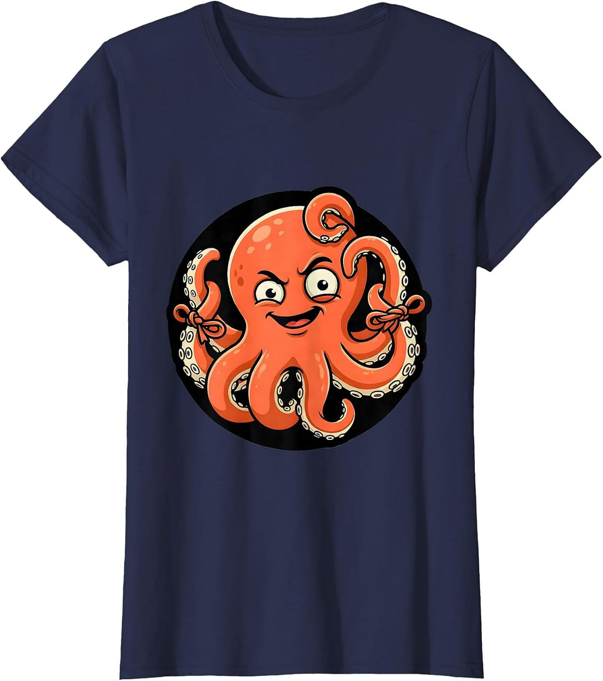 Women's Derpy Octopus Tangled in Its Own Tentacles T-Shirt - Navy Blue