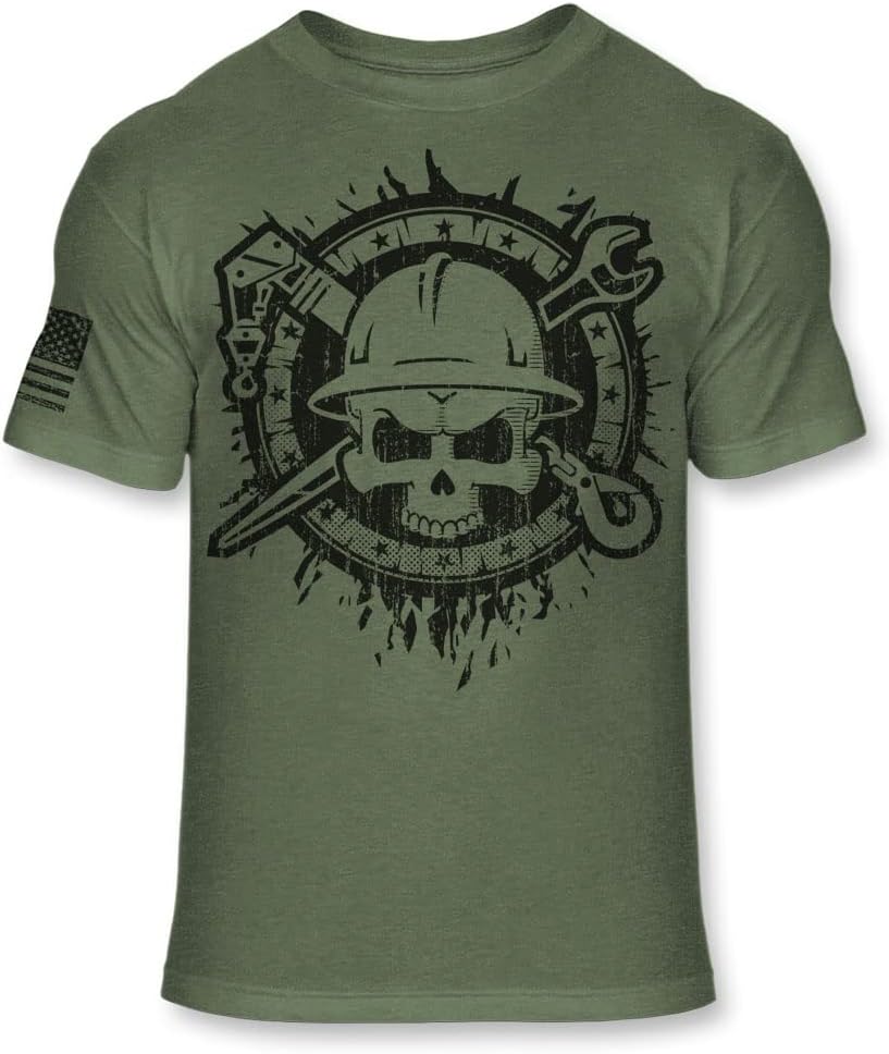 Rigger Skull Crossbones T-Shirt - Crane Rigging Skull Shirt - A139 - As Pictured