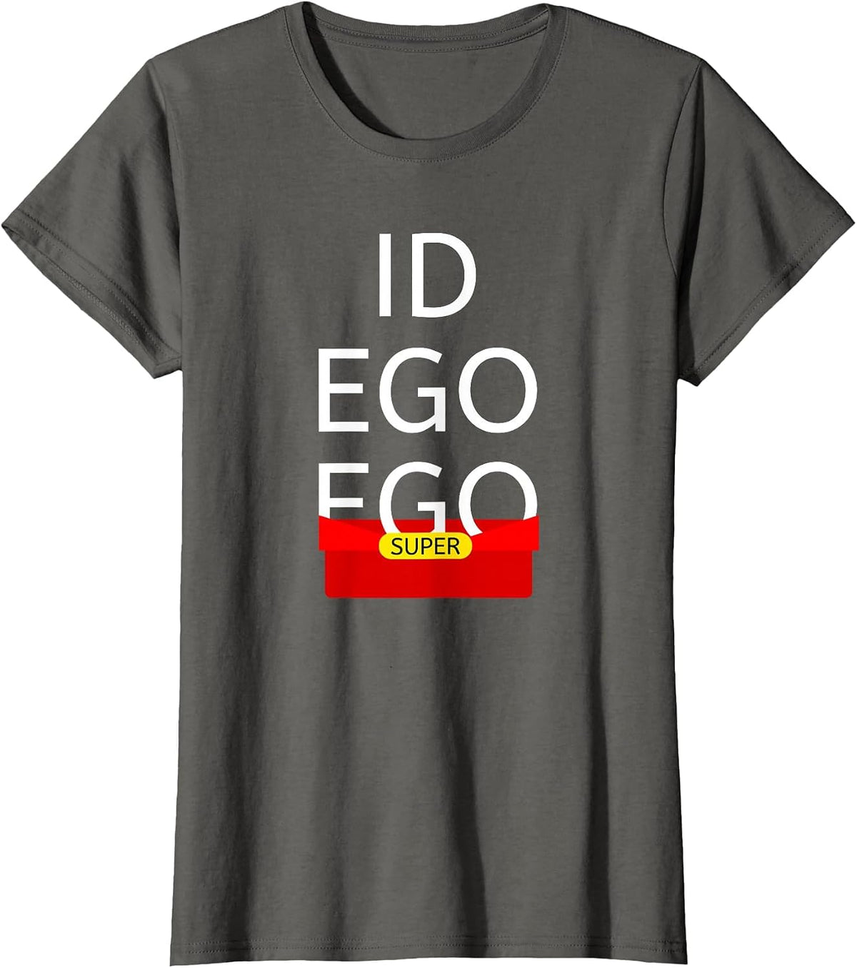 Id, Ego, Superego, Funny Psychology T-Shirt T-Shirt - Asphalt Grey
