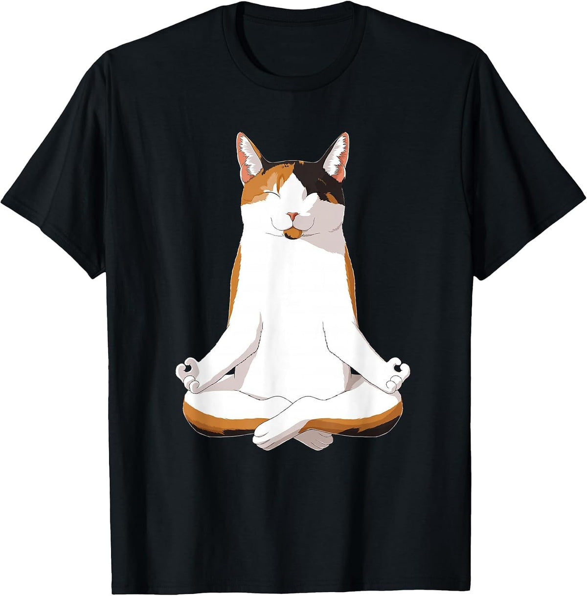 Funny Calico Cat Yoga Calico Cat T-Shirt - Black