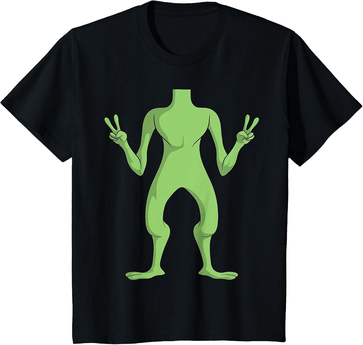 Alien Body Costume Halloween UFO Alien Lover Peace Sign T-Shirt - Black