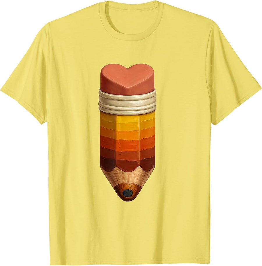 Men's Preschool Teacher Heart Eraser Pencil Graphic T-Shirt - Lemon Yellow