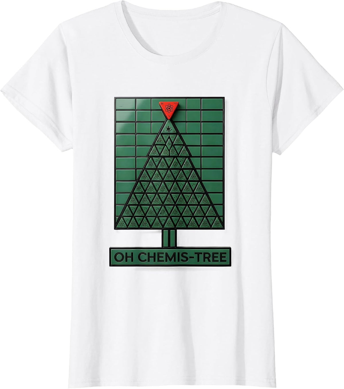 Women's Oh Chemis-Tree Geometric Science Humor Chemistry Teacher T-Shirt - White