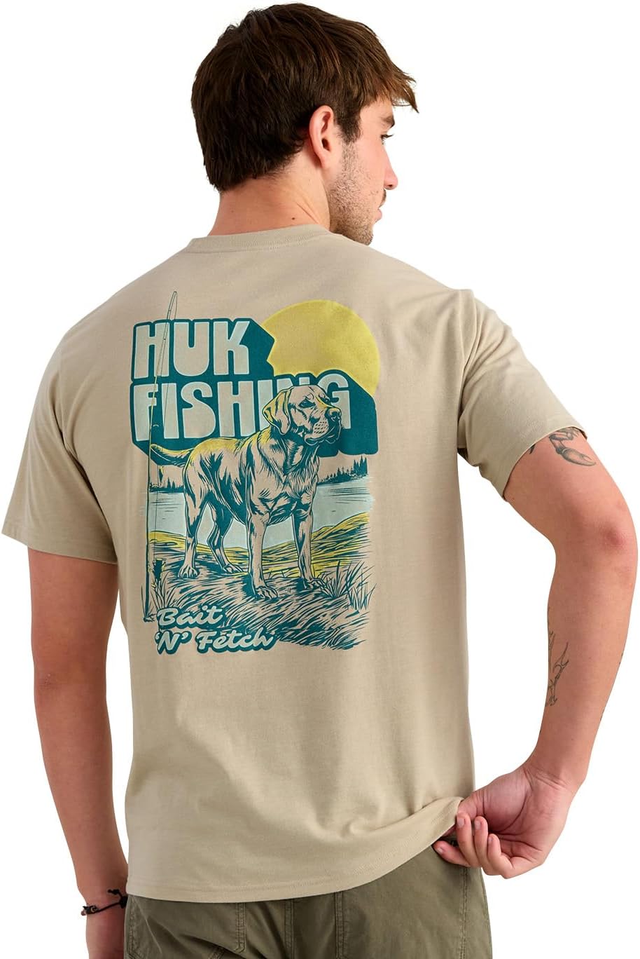 HUK Men's Short Sleeve Performance Tee, Fishing T-Shirt for Men - Bait N' Fetch - River Rock Heather