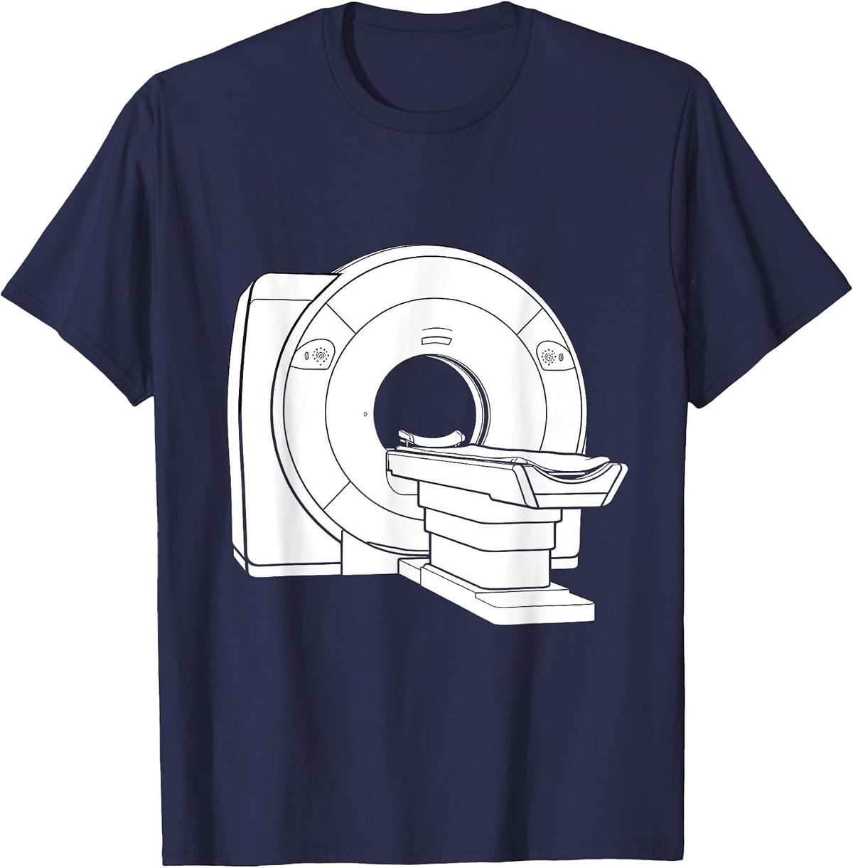 Glowing MRI Machine Dark Room Radiology Design T-Shirt - Navy Blue