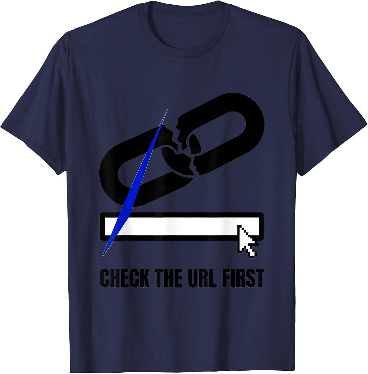Men's Check The URL First Brutalist IT Support Programmer Gift T-Shirt - Navy Blue
